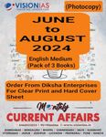 Vision IAS Current Affairs June to August 2024 English Medium Photocopy With Clear Print and Hard Cover Sheet