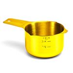 2lbDepot 1 Cup Measuring Cup Gold Stainless Steel Metal, Accurate, Engraved Markings US & Metric (240 ml), Wet Liquids & Dry Food Ingredients for Kitchen Baking & Cooking, One Single Cup