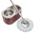 Rokoo 360 Degree Spin Stainless Steel Bucket Mop (Pink)