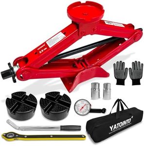YATOINTO 2.5 Ton/5512 LBS Car Scissor Jack | 8 PCS Tire Changing Kit, Portable Tyre Changer Set Includes Red Scissor Jack, Jack Pad, Ratchet Wrench, Tire Gauge