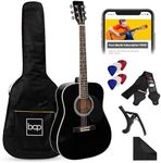 Best Choice Products 41in Full Size Beginner All Wood Acoustic Guitar Starter Set w/Case, Strap, Capo, Strings, Picks - Black