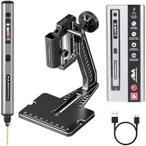 AM ARROWMAX Mini Electric Drill Pen with Benchtop Press, 5-Speed, 10 Small Drill Bits with Aluminium Box, LED Lights, OLED Display, Resin Drill Set For Jewelry Making, Plastic, Wood (SDS PLUS)
