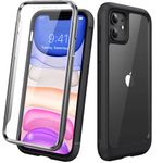 Diaclara iPhone 11 Case, 360° Full Body with Built-in Screen Protector Touch Sensitive, Clear Shockproof Soft Bumper Phone Case for iPhone 11 6.1" - Black