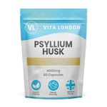 Psyllium Husk Capsules 4000mg | Fibre Supplement with Acidophilus Probiotic | 60 Capsule for Men & Women (Not Powder or Tablets) | Vegan, UK Made