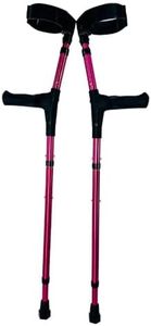 OrthoStix Hot Pink Foldable Adult Forearm Crutches Adjustable 4-inch Full Cuff