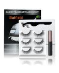 Batfield 3 Pairs Magnetic False Eyelashes - Reusable Fake Eyelashes with Eyeliner and Tweezer - Artificial Eye Lashes for Women Natural Wispy(Style 7)