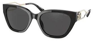 Michael Kors Womens 54 Mm Mk2154 Lake Como Black/Dark Grey Polarized Triangular Sunglasses Solid One Size, Medium