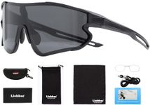 Liekkas Polarised Sports Sunglasses For Men Women Lightweight Running Cricket Cycling Glasses UV Protection Black Grey