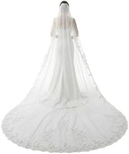 Brio Supply 118" Extra Wide Cathedral Wedding Veil 1 Tier Soft Tulle Long Veil with Metal Comb for Women, Bride, Wedding Ceremony, White