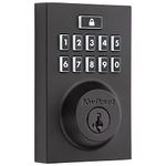 Kwikset 914 Contemporary Keypad SmartCode Electronic Deadbolt Smart Lock featuring SmartKey Security and ZigBee Technology in Matte Black