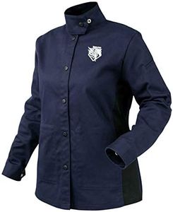 Black Stallion JF1015-NB AngelFire Women's FR Cotton Welding Jacket, Navy & Black, Medium