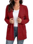 GRECERELLE Women's Knit Long Cardigans Jumpers Cardigan with Pockets with Buttons Ladies Loose Long Sleeve Knitwear Oversized Sweater Cardigan for Autumn Winter Spring (Brick Red, L)