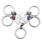 MeMeDIY 5 PCS Mom Big Sister Personalized Heart Jigsaw Puzzle Keychain Customized for BFF Girlfriend Stainless Steel Lovers Set Jewelry Silver Birthstone