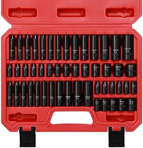 CASOMAN 1/4 Inch Drive Master Impact Socket Set, 50-Piece, 6-Point, SAE/Metric, 5/32 Inch - 9/16 Inch, 4mm - 15mm, Standard/Deep,CR-V