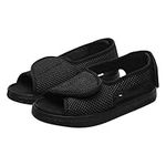 Moonlove Open Toe Diabetic Sandals Adjustable Closure Edema Shoes Wide Fit Large Size Arthritis Swollen Feet Footwear for Men Women 7UK