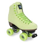 Sure-Grip Boardwalk Unisex Outdoor Roller Skates Material of Leather, Rubber, Suede & Aluminum Trucks | Comfortable, Extra Long Laces - Suitable for Beginners (Key Lime, Mens 9 / Womens 10)