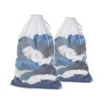 Mesh Laundry Bag With Drawstring For Delicates, Washing Machine,Traveling,College,Dirty Clothes/Net Big Size Heavy Duty Reusable Door Foldable/Garment White 2 Pack