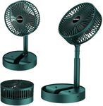 Velocia Baazaar Portable Mini Folding Fan - USB Rechargeable Standing Desk Fan - 3 Speeds - 3000mAh Battery Operated Fan for Home, Camping, Outdoor and Office, 6.5-Inch (Green)