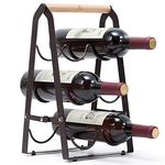 cozy tossy Countertop Wine Rack, Tabletop Wood Wine Holder for 6 Bottle Wine, 3-Tier Classic Design, Perfect for Home Decor, Bar, Wine Cellar, Basement, Cabinet, Pantry Wood and Metal (Copper)