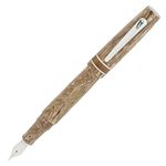 Monteverde USA Avenue of the Baobabs Fountain Pen, Flex Stainless Steel JoWo Nib, Beige Swirl Resin, Polished Chrome Trim, Luxury Gift Box Included