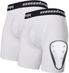 COOLOMG 2-Pack Boys Baseball Shorts with Athletic Cup - Youth Baseball Under Shorts for Football Lacrosse White L