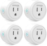 GHome Smart Mini Plug Compatible with Alexa and Google Home, WiFi Smart Outlet Socket Remote Control with Timer Function, Only Supports 2.4GHz Network, No Hub Required, ETL FCC Listed (4 Pack), White