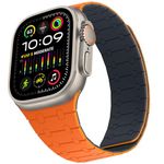 ZZDZZ Compatible with Apple Watch Band 49mm 46mm 45mm 44mm 42mm 41mm 40mm 38mm, Silicone Magnetic Adjustable Loop Strap for iWatch Ultra 2 Series 10 9 8 7 SE 6 5 4 3 (49/46/45/44/42, Orange Midnight)