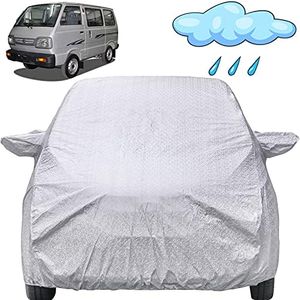 Autofact Waterproof Car Body Cover Compatible with Maruti Van/Omni with Mirror Pockets (Shinning Silver)