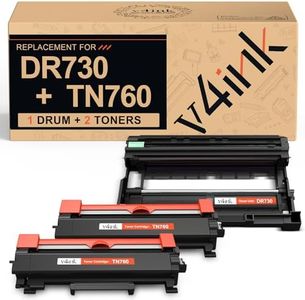 v4ink Compatible DR730 Drum and TN760 Toner Cartridge Set Replacement for Brother DR730 TN760 TN730 (1 Drum+ 2 Toner) for HL L2350DW L2370DW MFC L2690DW L2710DW L2717DW Tray_Toners_Cartridges_Printer