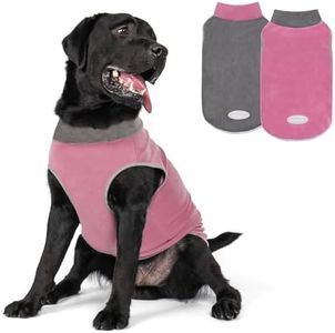 cyeollo 2 Pack Dog Sweater Fleece Vest Pullover Dog Sweatshirt Reflective Lightweight Pet Clothes for Large Dogs Girl Pet Apparel, Pink & Grey XXXL