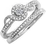 Dazzlingrock Collection 0.25 Carat (ctw) Sterling Silver Round Diamond Ladies Bridal Promise Ring Set Matching Band 1/4 CT, Size 9.5