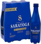 Saratoga Sparkling Water Bottles, 6-Pack - Carbonated Spring Bottled Water with Naturally Occurring Minerals & Electrolytes - Recycled PET Plastic Bottles - 16 Fl Oz