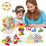 48pcs Stacking Tower Game with Dice for Tetra Tower, Balance Stack Blocks Game for Tetratower Random Fun Educational Balancing Board Game Gift for 2 Players Kids Adults Holiday Party Travel Supplies