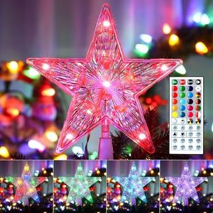 PhilzOps Estrella para Copa del Árbol de Navidad, 11 LED RGB Adorno Navideño de Pilas Interior Estrellas Superiores De Árbol Avec Minuterie para Navidad Hogar Casa Festival Fiesta Regalo Jardín