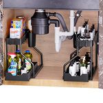 Puricon 2 Pack Under Sink organizer Pull Out Under Sink Organizers and Storage, 2-Tier Multi-Use Bathroom Organizer Under Sink Shelf with Sliding Drawer Kitchen Sink Organizer Under Cabinet -Black