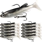 Fishing Lures for Bass, VMSIXVM Fishing Jig Head Swim Shad Lure, Soft Plastic Swimbaits with Paddle Tail, Trout Bass Sinking Baits Kit for Saltwater/Freshwater, Fishing Gear and Fishing Gifts