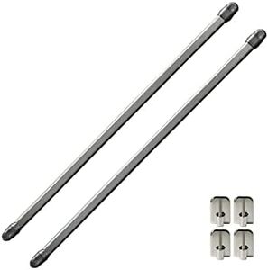 Bundle 2 Cafe Curtain Rods 24" to 32" and 4 Self Adhesive Hooks Chrome