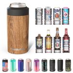 Frost Buddy Universal 2.0 5 Sizes in 1 Insulated Can Cooler - Stainless Steel Can Cooler for 12 oz & 16 oz Regular or Slim Cans & Bottles - Stainless Steel (Wood)