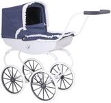 Bella Rosa Pram | Traditional Style Carriage Dolls Pram | Premium English Traditional Carriage Pushchair | Push Along Pram With White Wheels | Pushchair & Pram Toys For Kids Aged 3+ (Windsor)