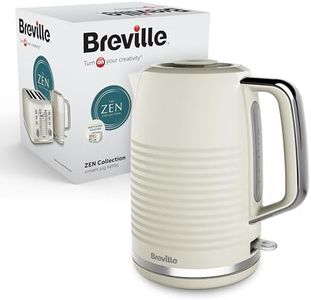 Breville Zen Cream Electric Kettle | 1.7L | 3kW Fast Boil | Cream & Silver Chrome [VKT251]