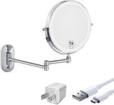 GURUN Rechargeable Makeup Mirror Wall Mounted with 3 Colors Mode LED Lights 7X Magnification,4000mAh Rechargeable Battery,8 Inch Touch Screen Vanity Mirror for Bathroom,Chrome Finish