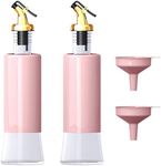 MIAO'ER Miao’er Olive Oil Dispenser Bottle Kitchen Set of 2,Golden Non-Drip & Leakproof Spout,One-handed Hold,Pink Funnel Easy Filling,10OZ/300ML(PINK),Suitable Olive Oil,Vinegar,Etc.mm202302PNK