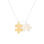 Interlocking Double Puzzle Piece Gold Silver Necklace Miss Fit Boutique