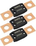 Joinfworld 3Pcs 200A MEGA Fuse, High Current Bolt Mount Automotive 200 Amp MEGA/AMG Fuse for Cars, Trucks, Construction Vehicles, Buses, Caravan Cars, Boats
