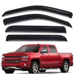 WV94536 Outside-Mount Side Window Visor Deflector Rain Guard, Dark Smoke 4-Pieces Set, Fit for 2014-2018 Chevrolet Silverado & GMC Sierra 1500, 2015-2019 Silverado & Sierra 2500HD/3500HD with Crew Cab