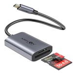 Amegon USB 3.2 Type-C Dual Card Reader | Up to 5 Gbps | USB-C to MicroSD/SD Card Reader | Memory Card Reader | Space Grey | Designed for Phones, Tablets, Laptops, Drones | AMST13