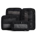 Aerotrunk Compression Packing Cubes for Travel - Luggage Organizer Bags - Double Zipper Packing Cubes for Suitcases (4-Pack, Black)