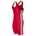 adidas Wrestling 3 Stripes Singlet, Red/White, Adult Large