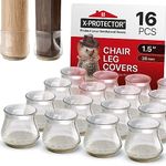 16 PCS Chair Leg Floor Protectors with Felt Pads X-Protector - Furniture Pads for Hardwood Floors - Clear Chair Pads - Ideal Floor Protectors for Chairs - Beige Chair Leg Covers - Protect Floors!