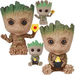 EARPMAG Groot Planter,Flowerpot Treeman Groot Succulent Planter Cute Plants Flower Pot with Hole Pen Hold (Parents+Child Groot Flowerpot Set)